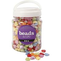 Creativ Company Hart kralen, afm 15x15 mm, gatgrootte 3 mm, ca. 700 stuk, diverse kleuren, 465 gr, 700 ml/ 1 doosje