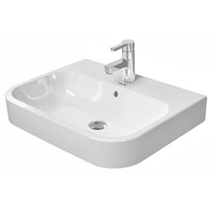 Duravit HappyD 2 opbouwwastafel geslepen met overloop met kraangat 60x46cm met wondergliss wit 23156000001