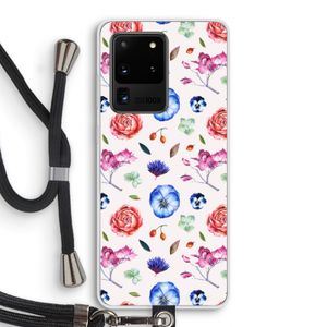 Bloemetjes: Samsung Galaxy S20 Ultra Transparant Hoesje met koord