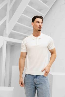 Pure Path Zip Knit Polo Heren Gebroken Wit - Maat XL - Kleur: Gebroken Wit | Soccerfanshop Pure Path Zip Knit Polo Heren Gebroken Wit - Maat XL - Kleur: Gebroken Wit | Soccerfanshop