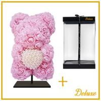 Beer DELUXE op standaard 25cm - lichtroze foam met diamanten hart - in luxe cadeauverpakking 25 cm Beer DELUXE op standaard 25cm - lichtroze foam met diamanten hart - in luxe cadeauverpakking 25 cm