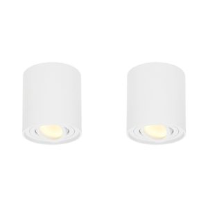 HOFTRONIC™ 2x Dimbare LED Opbouwspot plafond Ray Wit incl. GU10 spot 5W 2700K IP20 kantelbaar