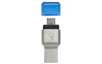 Kingston Technology MobileLite Duo 3C geheugenkaartlezer USB 3.2 Gen 1 (3.1 Gen 1) Type-A/Type-C Blauw, Zilver - thumbnail