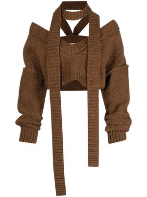 MERYLL ROGGE pull crop à dos-nu - Marron