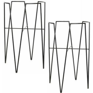 Mica Decorations - Set van 2x stuks - bloempot plantenstandaard/verhoger - zwart - H50 x D29 cm