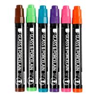 Creativ Company Glas- en porseleinstiften extra kleuren, 6st.