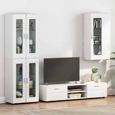 Wandkast met plank Hoogglans wit 55 x 29 x 100 cm Bewerkt hout