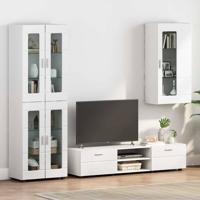 Wandkast met plank Hoogglans wit 55 x 29 x 100 cm Bewerkt hout
