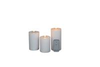 3ST WIT KAARS WAX RUSTIEK 3D LONT 7,5X10/12,5/15CM AFSTANDSBEDIENING 3X3AAA - Annas collection