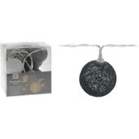 2x lichtsnoer 10 bolletjes d4 cm - wit/grijs - 165 cm -kunststof-batterij