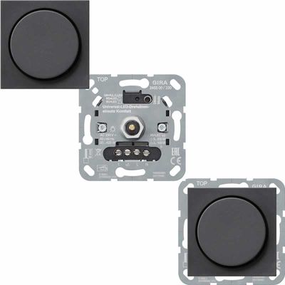 Gira dimmer 245000 voor LED lampen max 100W met dimknop antraciet 065028