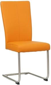 Oranje leren industriële eetkamerstoel Dry - poot rond rvs - Toledo Leer Mandarin (oranje leer)
