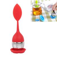 RVS blad vorm siliconen theezakje thee Strainers (rood) RVS blad vorm siliconen theezakje thee Strainers (rood)