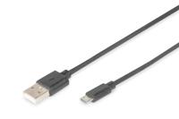 Digitus USB-kabel USB 2.0 USB-A stekker, USB-micro-B stekker 1.00 m Zwart Rond, Afgeschermd (dubbel) DB-300127-010-S