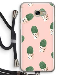 Cactusprint roze: Samsung Galaxy A5 (2017) Transparant Hoesje met koord