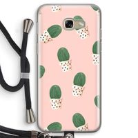 Cactusprint roze: Samsung Galaxy A5 (2017) Transparant Hoesje met koord