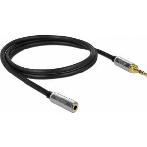 Delock 85780 stereo jack verlengkabel 3,5 mm 3-pins male naar female met 6,35 mm schroefadapter 1 m