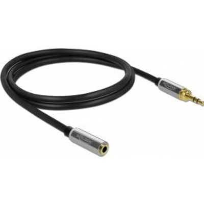 Delock 85780 stereo jack verlengkabel 3,5 mm 3-pins male naar female met 6,35 mm schroefadapter 1 m
