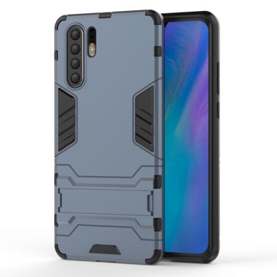 Schokbestendige PC + TPU Case voor Huawei P30 Pro met houder (marineblauw)