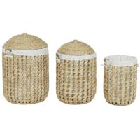 Wasmand Home ESPRIT Wit Natuurlijk 3 Onderdelen 46 x 46 x 69 cm