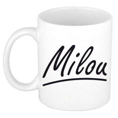 Naam cadeau mok / beker Milou met sierlijke letters 300 ml