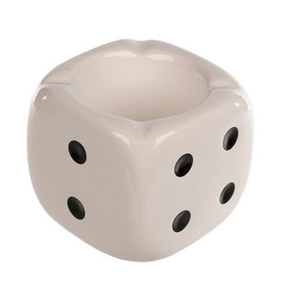 Asbak dobbelsteen wit 8 x 8 cm