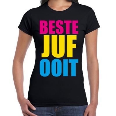 Beste juf ooit cadeau t-shirt zwart dames Beste juf ooit cadeau t-shirt zwart dames
