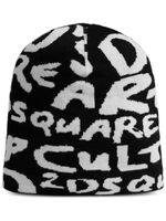 DSQUARED2 bonnet en maille intarsia à logo - Noir