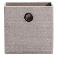 Leen Bakker - Opbergbox Kenzi Linnen - 31x31x31 Cm - Polyester/Linnen - Taupe