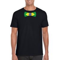 Zwart t-shirt met Brazilie vlag strikje heren