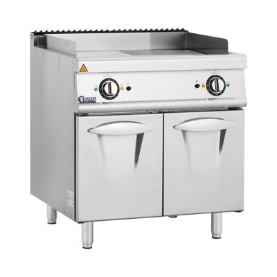 Dubbele elektrische grillplaat - 10,8 kW - glad & geribbeld - onderkast - Royal Catering