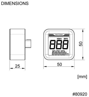 DAYTONA "cube" snelheidsmeter speedometer cube m speed alu sw