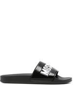 Moschino logo-debossed open-toe slides - Noir - thumbnail