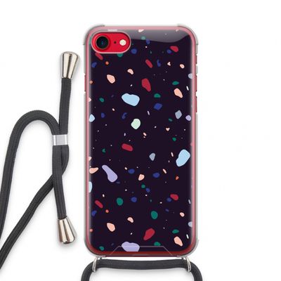 Dark Rounded Terrazzo: iPhone SE 2020 Transparant Hoesje met koord