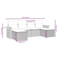 5-delige Loungeset met kussens poly rattan zwart