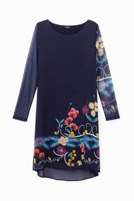 Meerlaagse gebloemde jurk - BLUE - 36 Meerlaagse gebloemde jurk - BLUE - 36