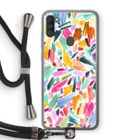 Watercolor Brushstrokes: Samsung Galaxy A11 Transparant Hoesje met koord Watercolor Brushstrokes: Samsung Galaxy A11 Transparant Hoesje met koord
