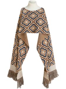 ETRO cape longue à motif en jacquard - Blanc