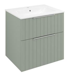 Sapho Cirasa badmeubel 60cm met groen ribbelfront en witte wastafel