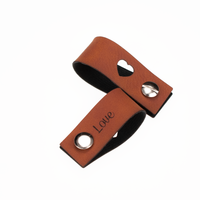 Leren Vouw Label 'Love' en 'hartje' uitgestanst 2x10cm - thumbnail