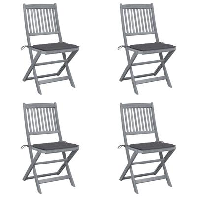 Tuinstoelen 4 st inklapbaar met kussens massief acaciahout