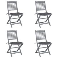 Tuinstoelen 4 st inklapbaar met kussens massief acaciahout