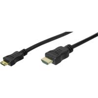 Digitus AK-330106-030-S HDMI-kabel HDMI Aansluitkabel HDMI-A-stekker, HDMI-mini-C-stekker 3.00 m Zwart Vergulde steekcontacten