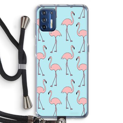 Anything Flamingoes: Motorola Moto G9 Plus Transparant Hoesje met koord