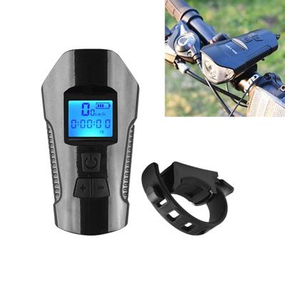 350LM USB Charging waterdichte snap-on fiets koplamp met speaker & stopwatch functie (zwart)