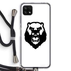Angry Bear (white): Samsung Galaxy A22 5G Transparant Hoesje met koord
