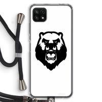 Angry Bear (white): Samsung Galaxy A22 5G Transparant Hoesje met koord