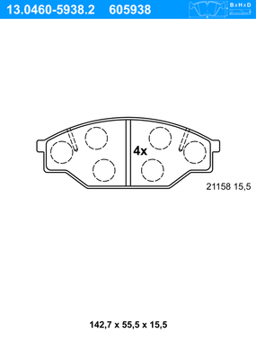 Remblokkenset, schijfrem ATE, u.a. für Toyota, VW