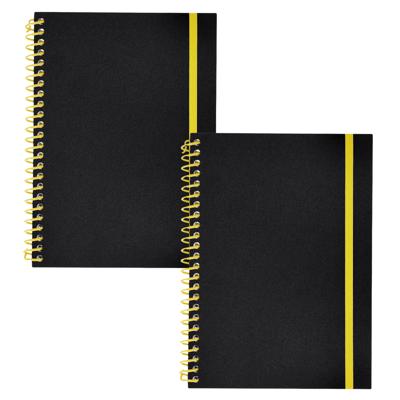 Notitieboekje Bilbo - 2x - A5 formaat - zwart / geel - 14 x 21 cm ? flexibele kaft ? lijntjes schrif