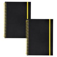 Notitieboekje Bilbo - 2x - A5 formaat - zwart / geel - 14 x 21 cm ? flexibele kaft ? lijntjes schrif